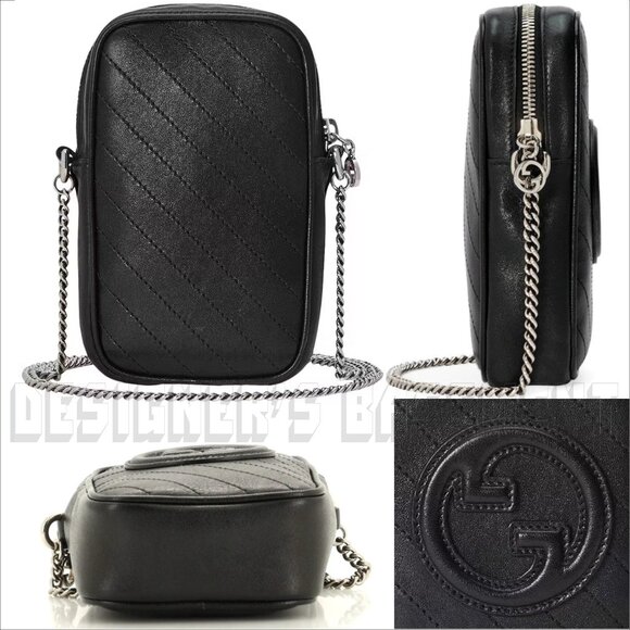 GUCCI black BLONDIE MINI Matelasse Leather Interlocking G Crossbody PHONE bag 🎁 - Picture 5 of 7